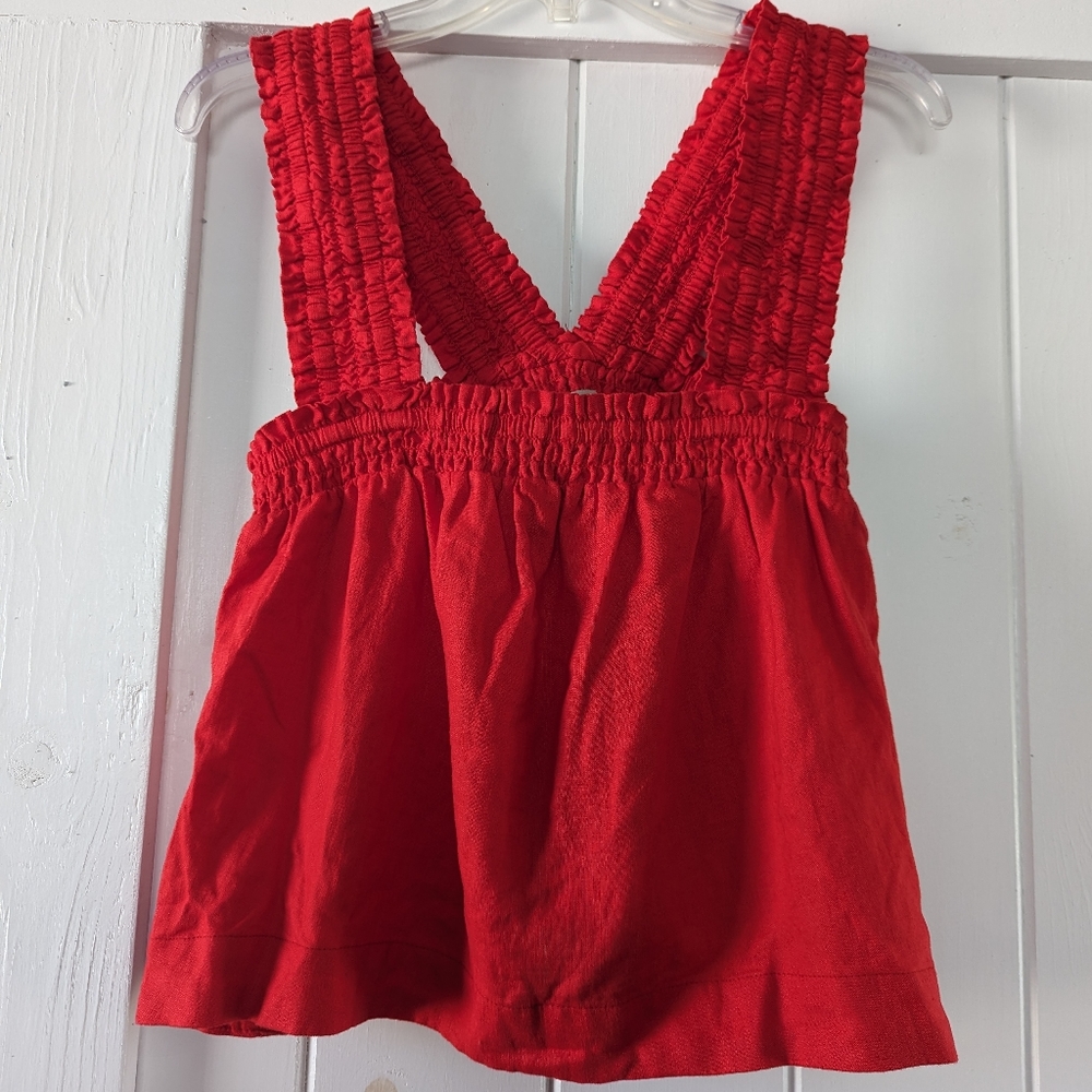 Everlane, size small, red, cropped linen sleeveless top